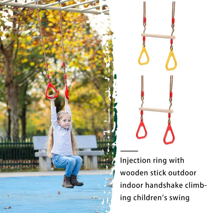 Morwealth Multifunktions Kinderholz Trapeze Schaukel mit Kunststoffringen Turnringe Ringe zum Aufhän