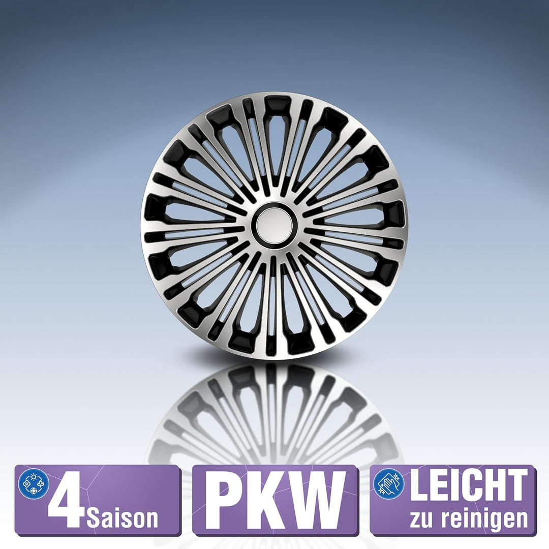 PETEX Radkappen Satz 15 Zoll Volante Silber/schwarz (1350-3627)