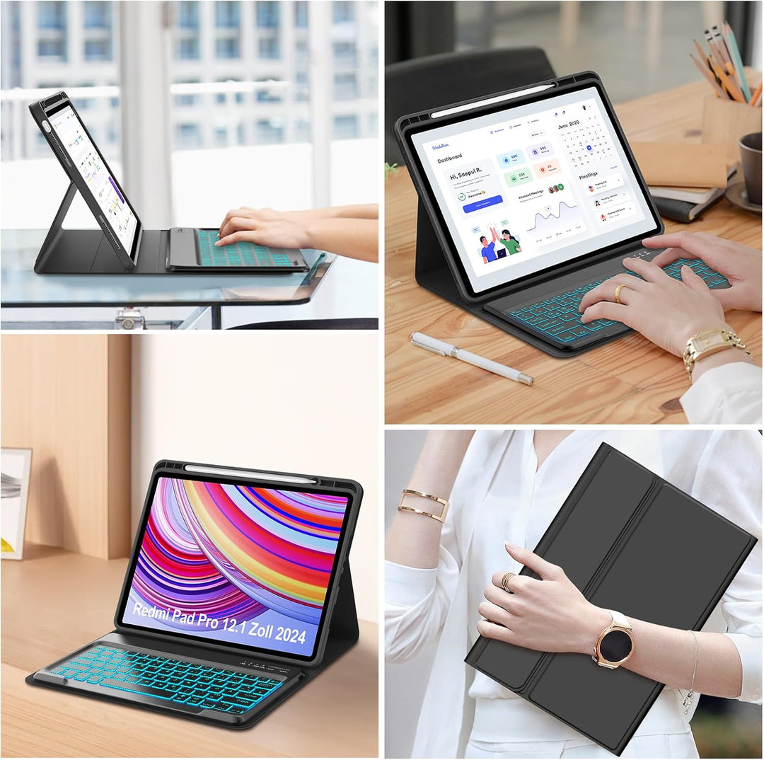 IVEOPPE Tastatur für Redmi Pad Pro 12.1, Hülle Tastatur für Redmi Pad Pro 2024, Bluetooth Magnetisch