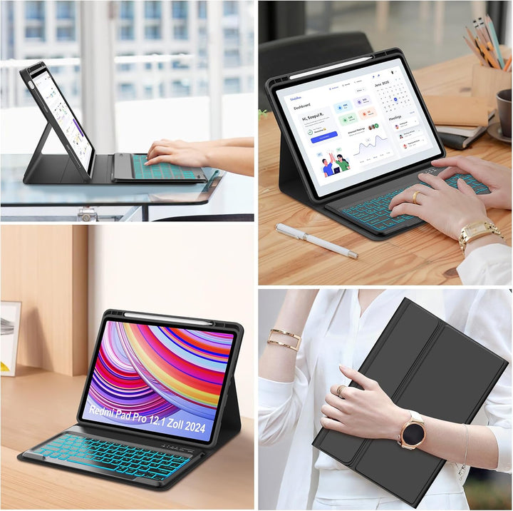 IVEOPPE Tastatur für Redmi Pad Pro 12.1, Hülle Tastatur für Redmi Pad Pro 2024, Bluetooth Magnetisch