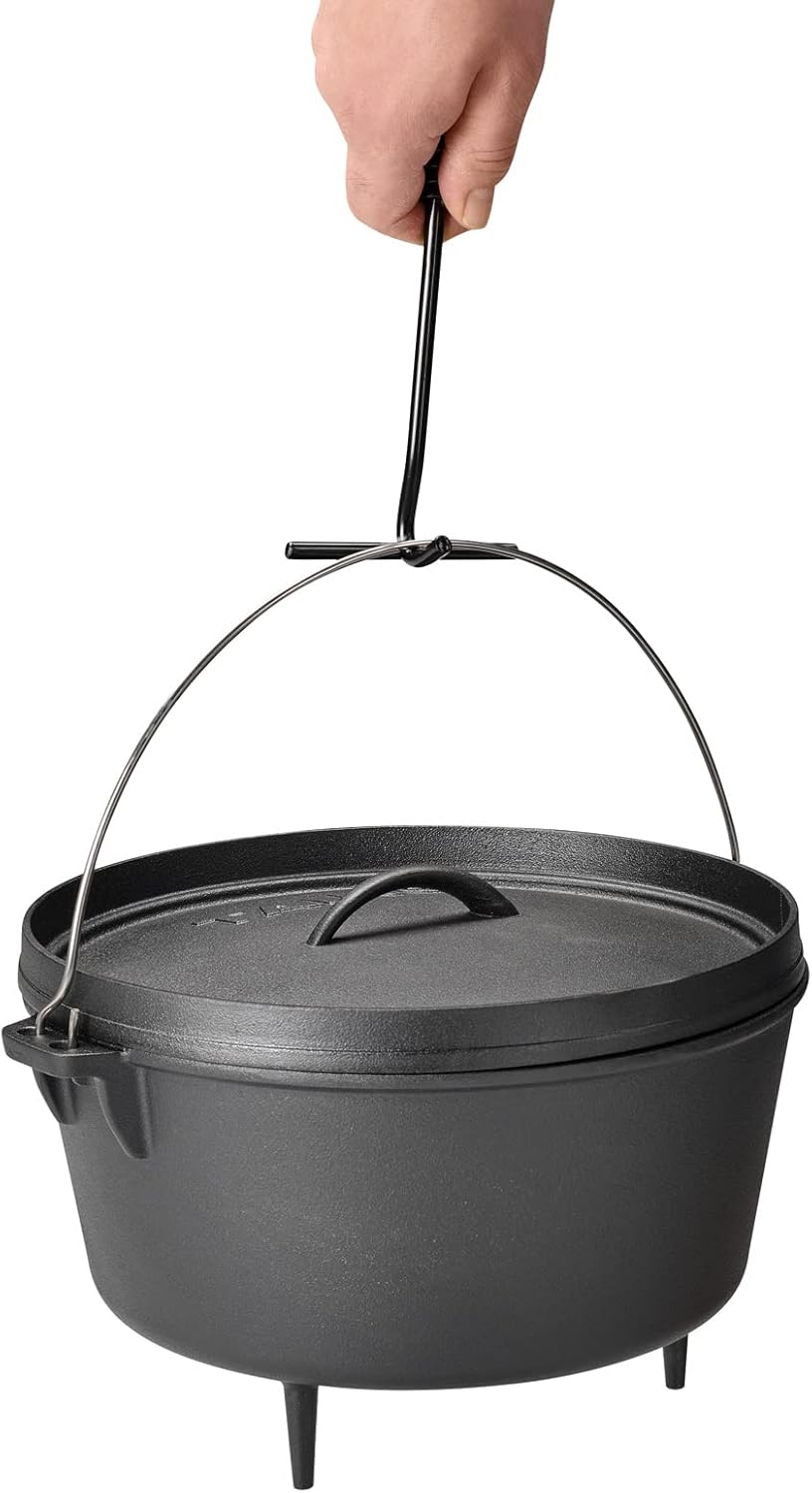 TAINO Dutch Oven Gusseisen-Topf Dopf Feuertopf Deckel-Heber Kochtopf (8 Liter), 8 Liter