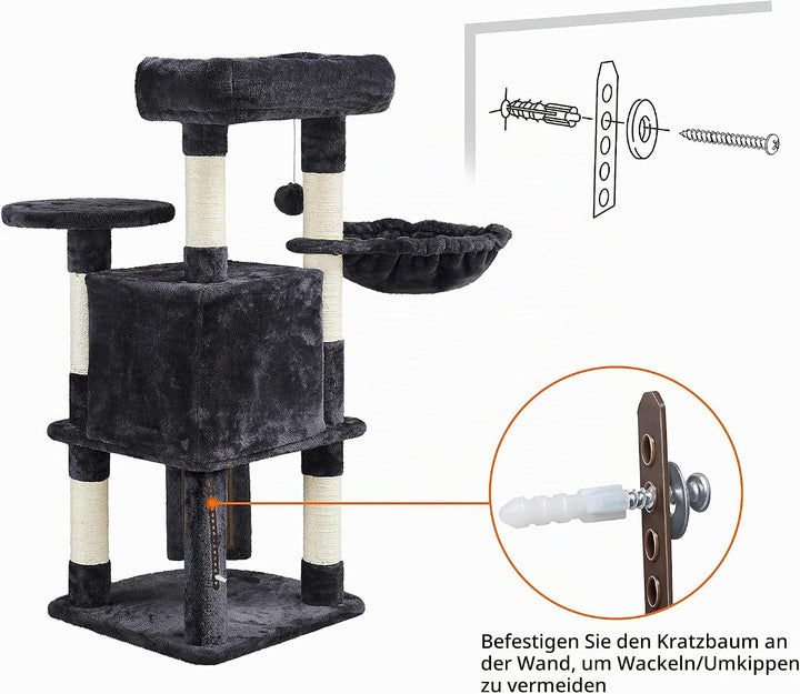 Yaheetech Kratzbaum Stabiler Katzenbaum Kletterbaum, mit Katzenhöhle Kratzbrett Plüsch Sisal, Katzen