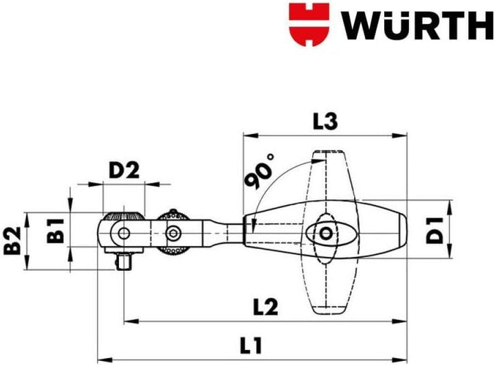 Würth Ratsche mit Kugelkopf 1/4" - 071201405
