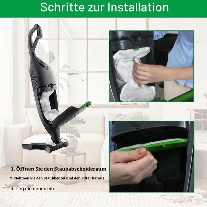 10 Stück Staubsaugerbeutel und 2 Fliter,für Vorwerk Kobold VK200 FP200 Filte,Premium Allergiker Geei
