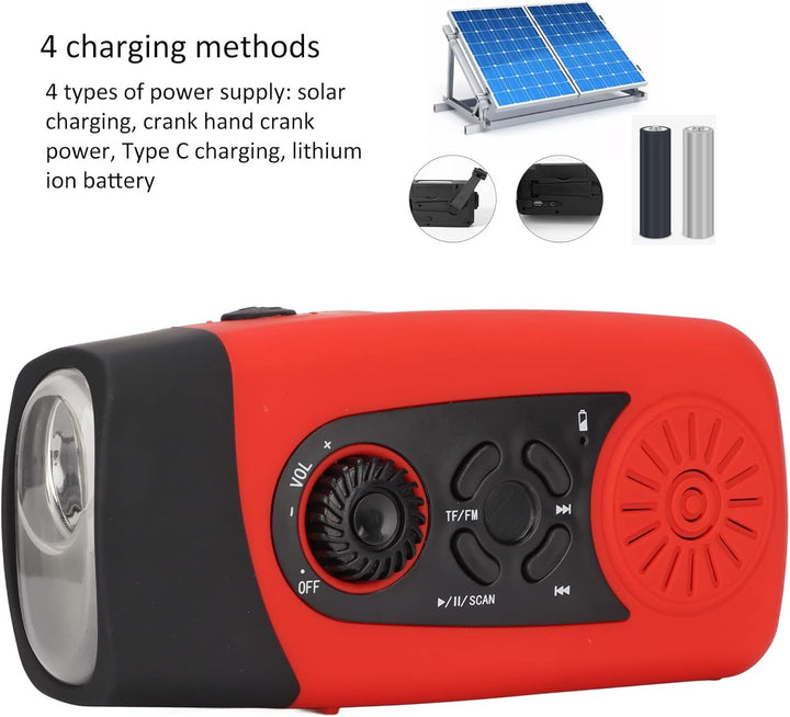 Solar Crank Notio -Radio mit 3000mAh, NOAA -Warnungen, IP68 Water Proof Radio mit SOS Taschenlampe,
