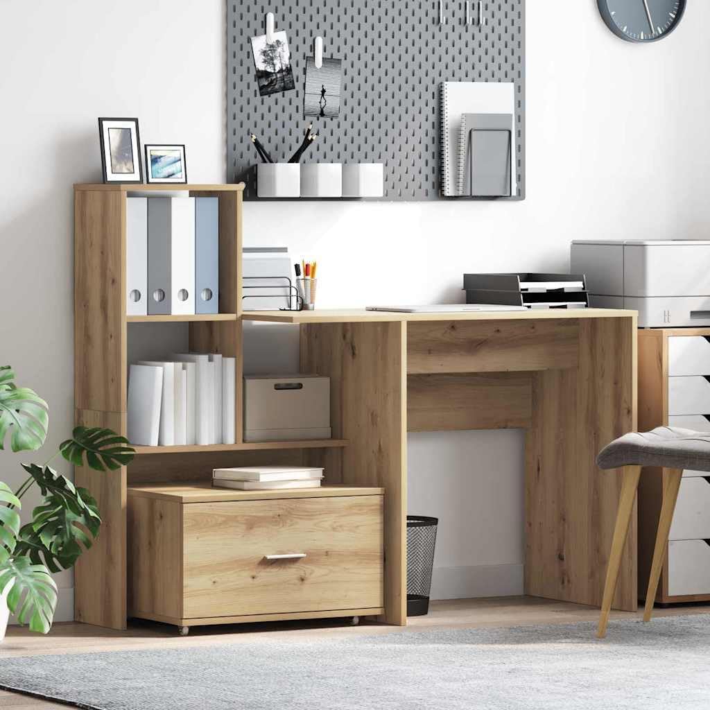 vidaXL Schubladenschrank Mit Rad Artisan-Eiche 55 x 45 x 31 cm, Grosszügiger Stauraum, moderner rech
