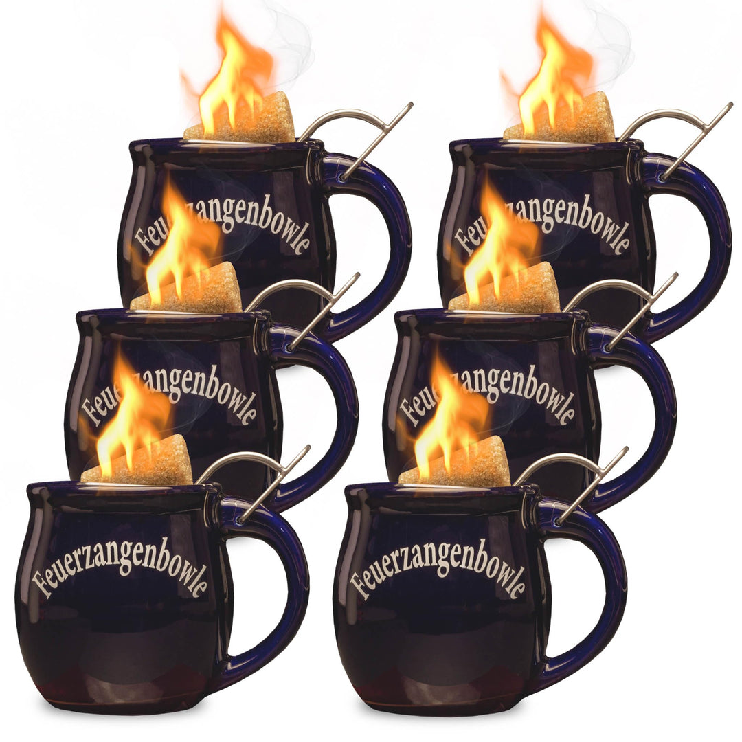 Feuerzangentasse 6er im Karton, Rot - für Feuerzangenbowle, Blau