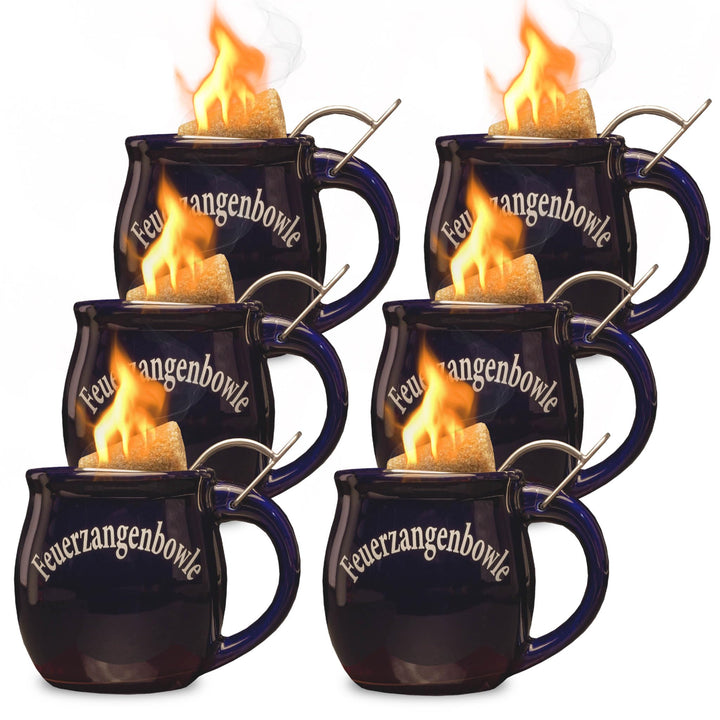 Feuerzangentasse 6er im Karton, Rot - für Feuerzangenbowle, Blau