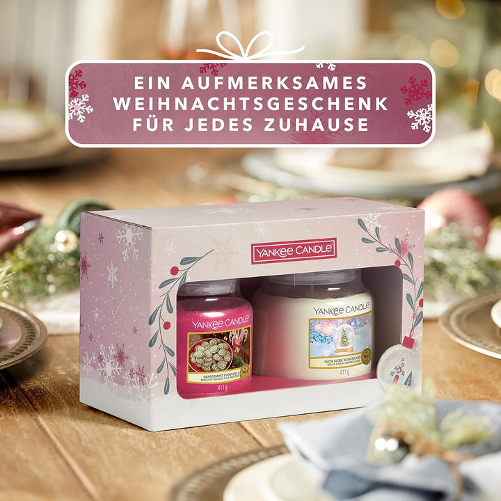 Yankee Candle Geschenkset | 2 mittelgrosse Duftkerzen im Glas | Snow Globe Wonderland Kollektion | P