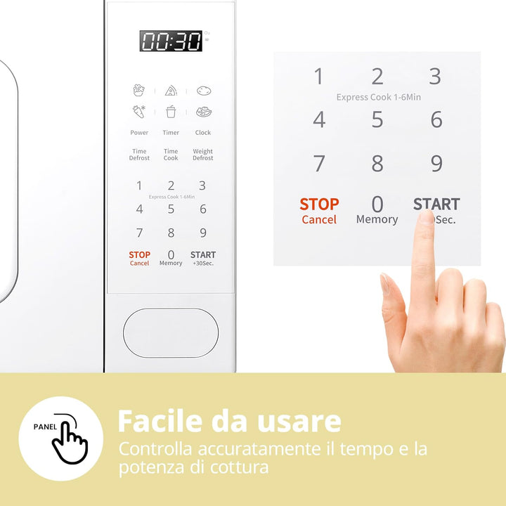 COMFEE' Digitale Mikrowelle, 700 W, 20 l, 6 voreingestellte Menüs, Express Cook, 11 Leistungsstufen,