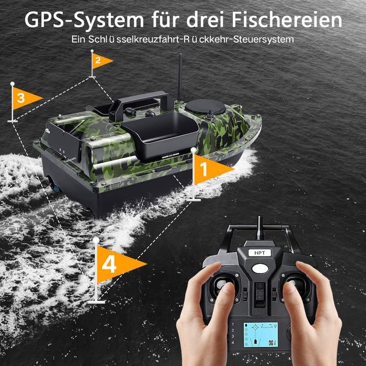 12000mAh 500m GPS futterboot mit 3 Katapultbuchten. Köderboote zum Karpfenangeln mit GPS, 16 Speiche