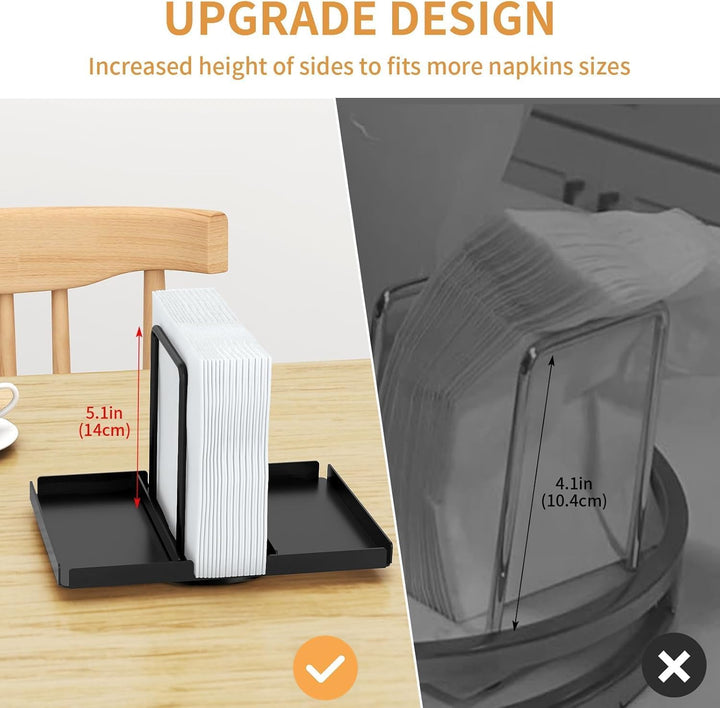 Drehbarer Serviettenhalter Schwarz, Serviettenhalter aus Metall mit Caddy für Salz- und Pfefferstreu