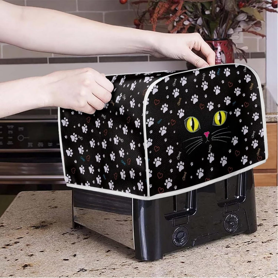 Kuiaobaty Schwarze Katzen-Abdeckung für Toaster, zwei Scheiben, Katzenpfoten, Brot, Toaster, Ofentuc