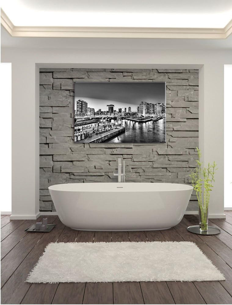 Pixxprint Ausblick auf Rotterdam / 100x70cm Leinwandbild bespannt auf Holzrahmen/Wandbild Kunstdruck