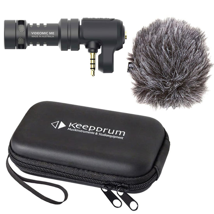 Rode VideoMic ME Kondensator Richtmikrofon für iOS und Smartphones + keepdrum Transport Softcase ME