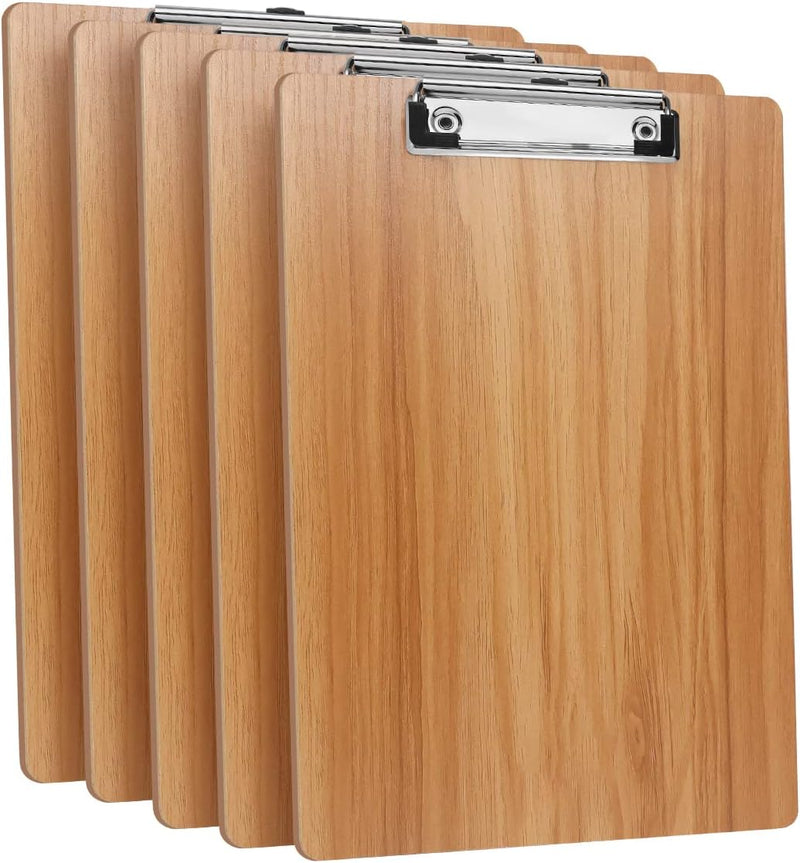 (5 Stück) Klemmbrett Holz A4,Schreibbrett Klemmbretter mit Metalklemme und Aufhängeose, Clipboard Sc