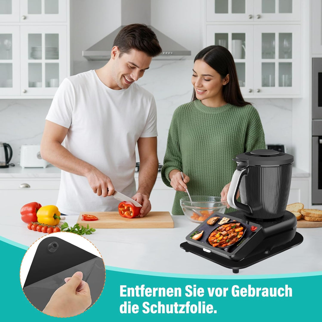 Acryl Gleitbrett für Thermomix TM7 – Mit 360° Rollen + Rutschfest Gummifüsse des Schnelles Bewegen/S