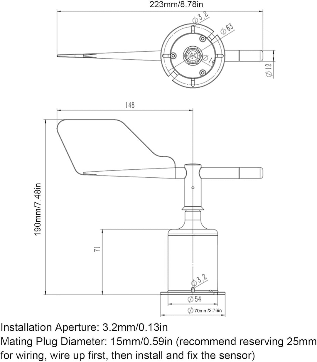 Garten-Windrichtungssensor, Robustes ABS-Material, Kompaktes und Tragbares Design für 360-Grad-Anemo