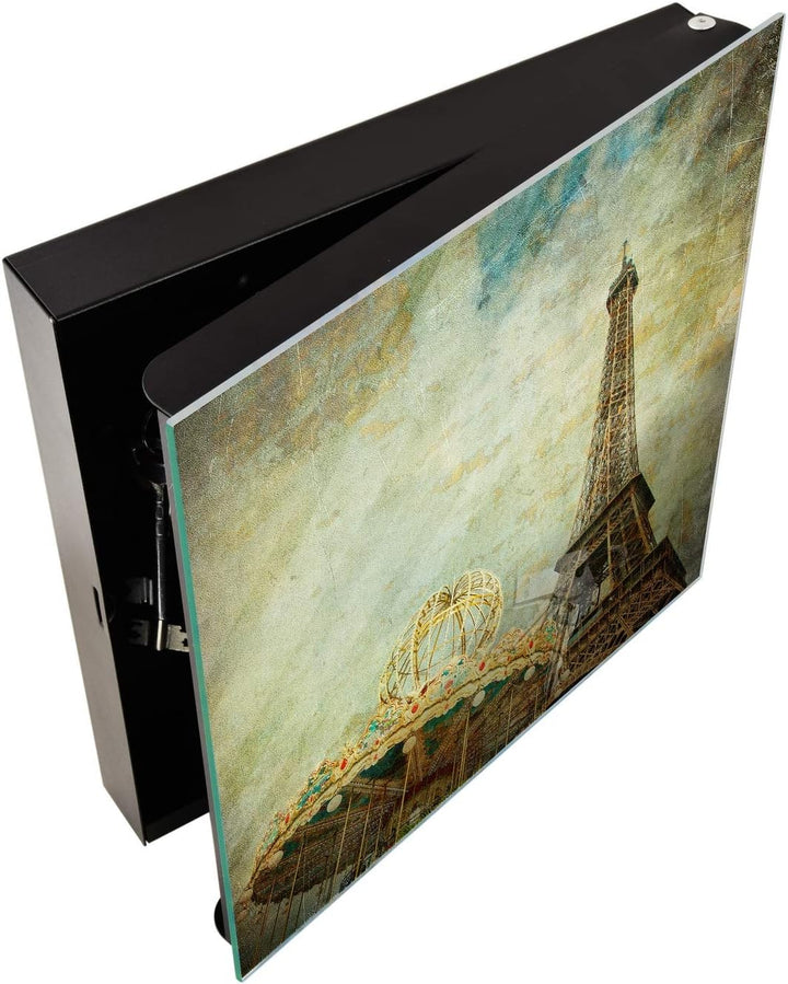 Concept Crystal Schlüsselbox und magnetisches Whiteboard K08 Eiffelturm Paris, Rechte Öffnung Eiffel