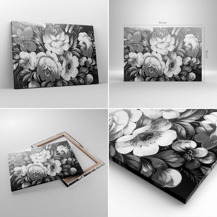 Bilder auf Leinwand Blume Blumenstrauss Blatt Leinwandbild 70x50cm Wandbilder Dekoration Wohnzimmer