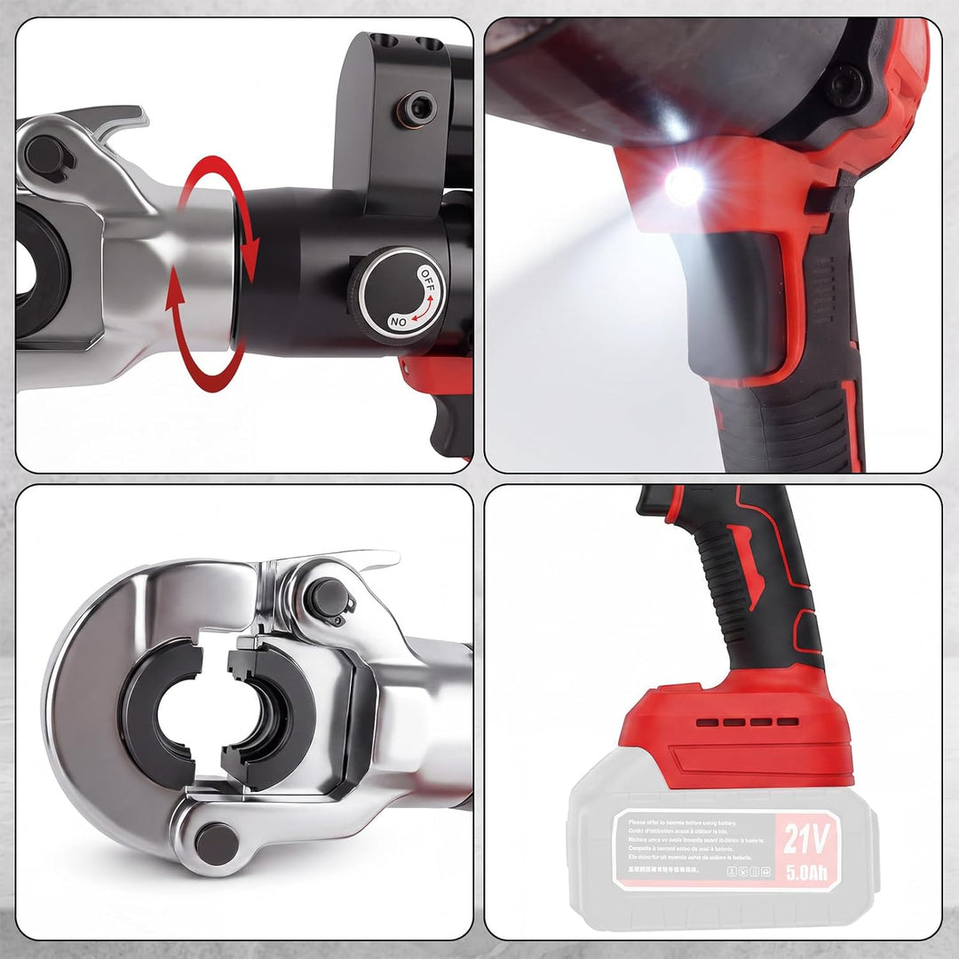 Akku Rohrpresszange 70kN Presswerkzeug Mit 9 Pressbacken | TH16/20/26/32 V12/15/18/22/28 Für Kupferr