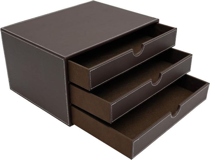 Schreibtisch-Organizer: Schubladenbox mit 3 geschlossenen Schubladen für Büro, Schule, Homeoffice un
