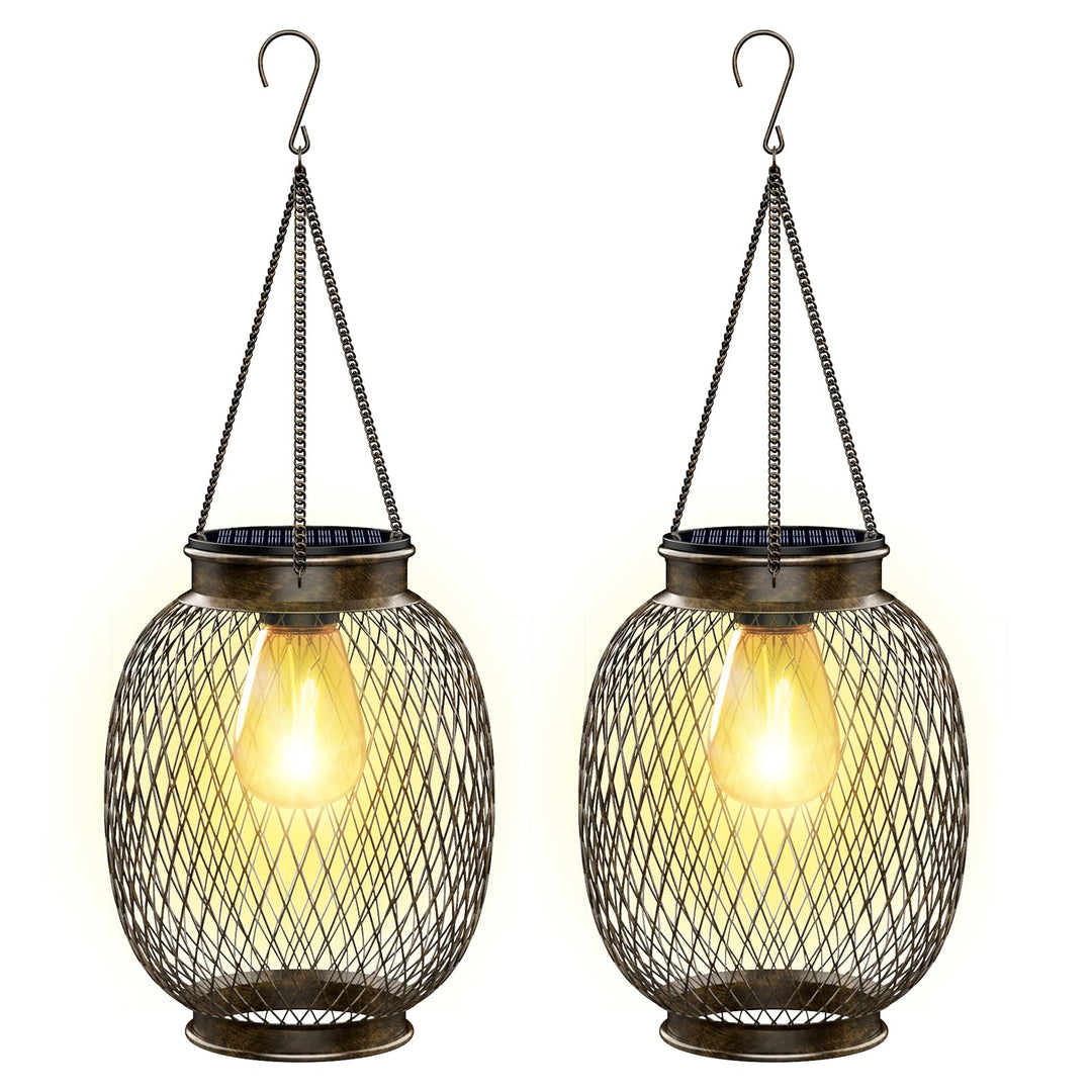 Solarlampen für Aussen, Ortiny 2 Stück IP65 Wasserdicht Metall Solarlampen für Aussen Garten Decorat