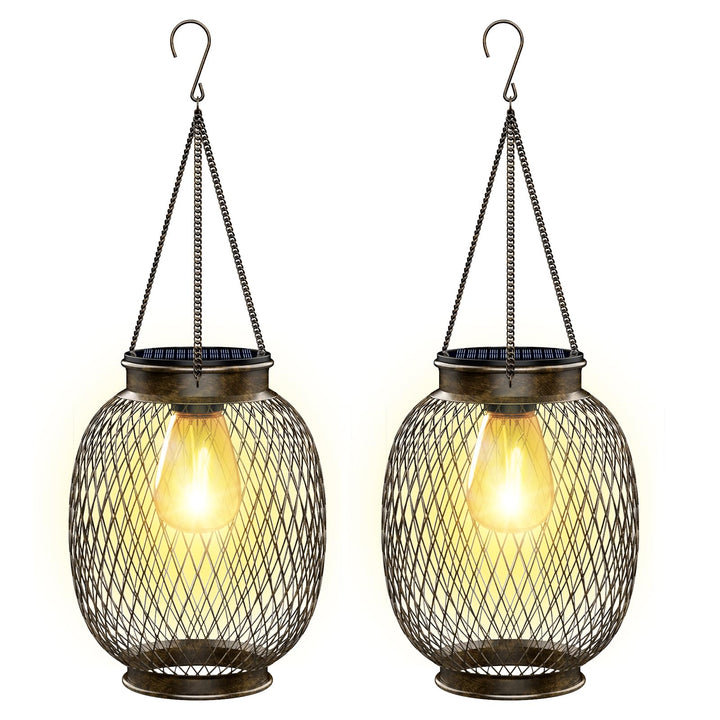 Solarlampen für Aussen, Ortiny 2 Stück IP65 Wasserdicht Metall Solarlampen für Aussen Garten Decorat