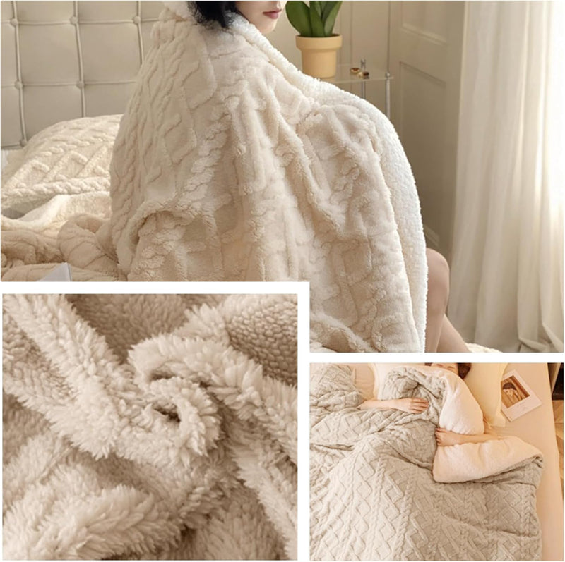 Ergocar Flauschige Kuscheldecke, Sofadecke Doppelgesicht Dicke Decke, Dicke Warme Sherpa Fleece Plüs