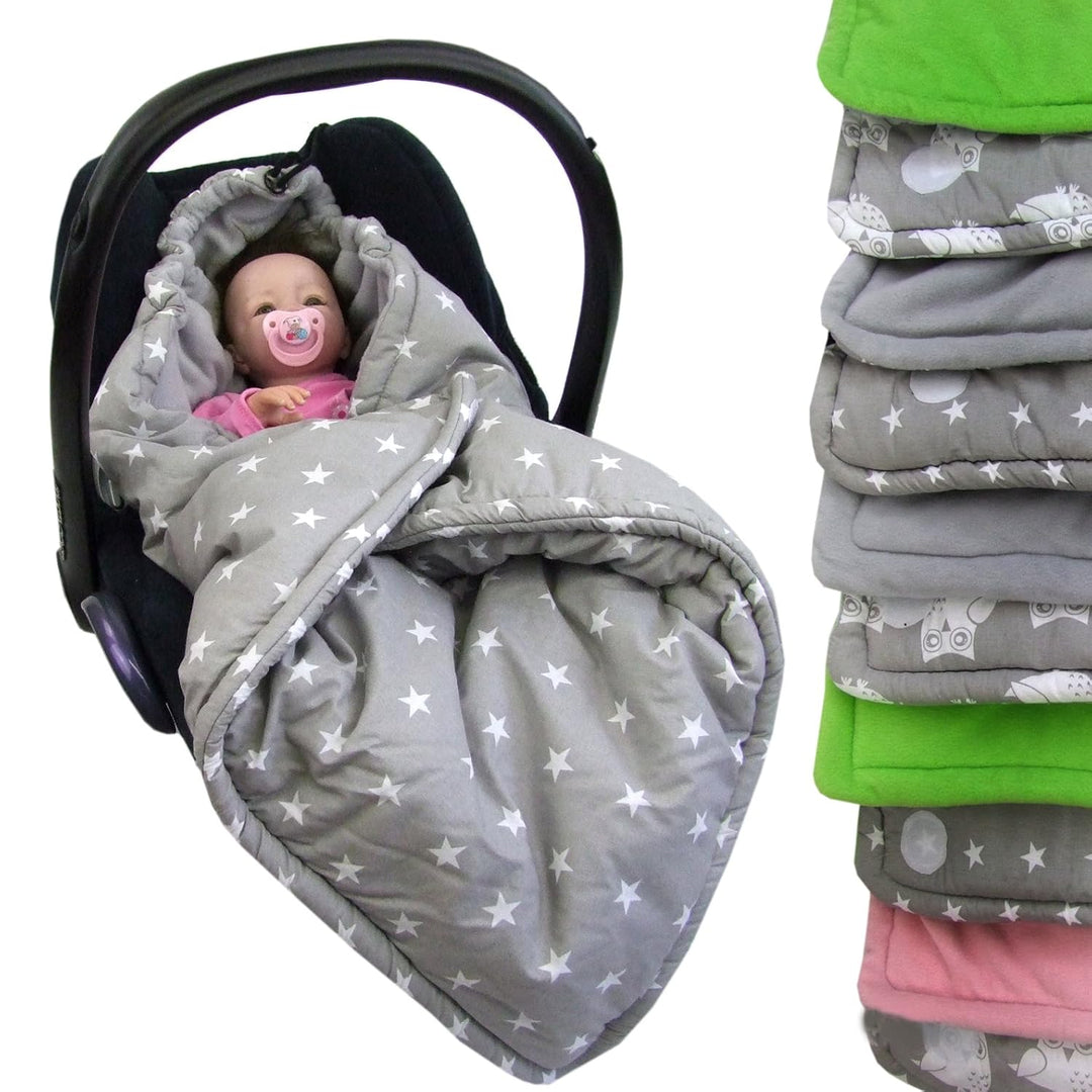 BAMBINIWELT Einschlagdecke Babydecke Decke für Babyschale Kinderwagen mit Fleece universal (Sterne r