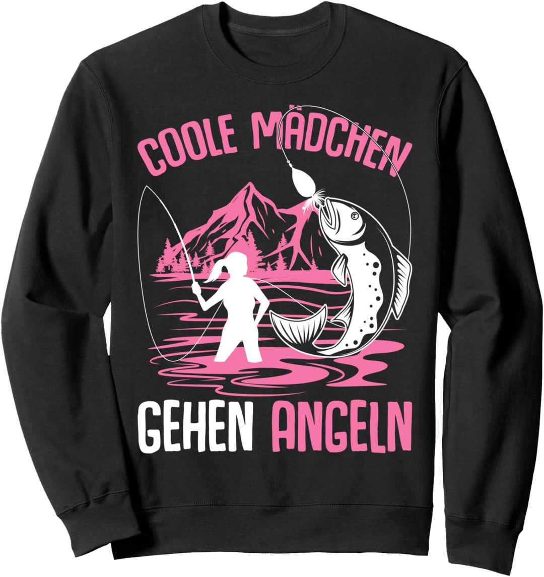 Coole Mädchen gehen Angeln Angler Fischer Kinder Angel Sweatshirt