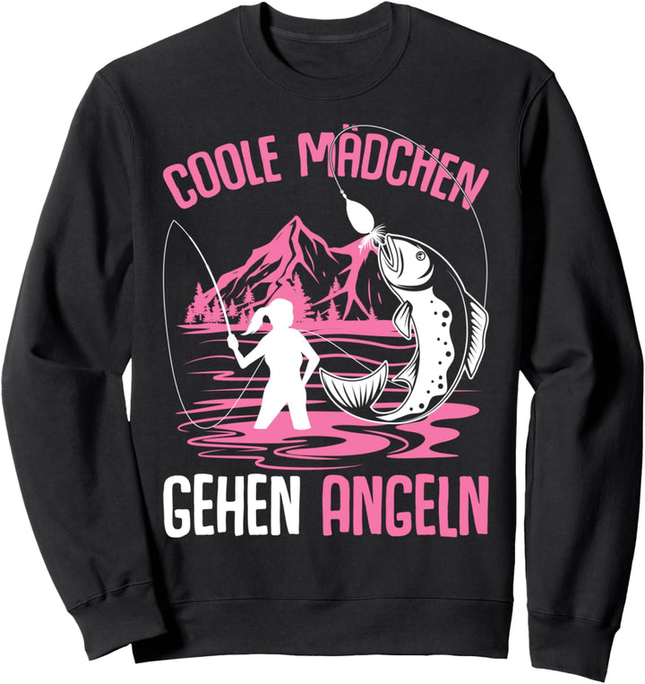 Coole Mädchen gehen Angeln Angler Fischer Kinder Angel Sweatshirt