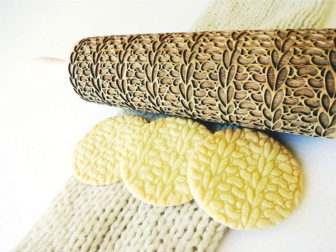 STRICKEN Prägung Nudelholz für Hausgemachtes Gebäck. Teigroller mit liebe für DIY Küche, Plätzchen.