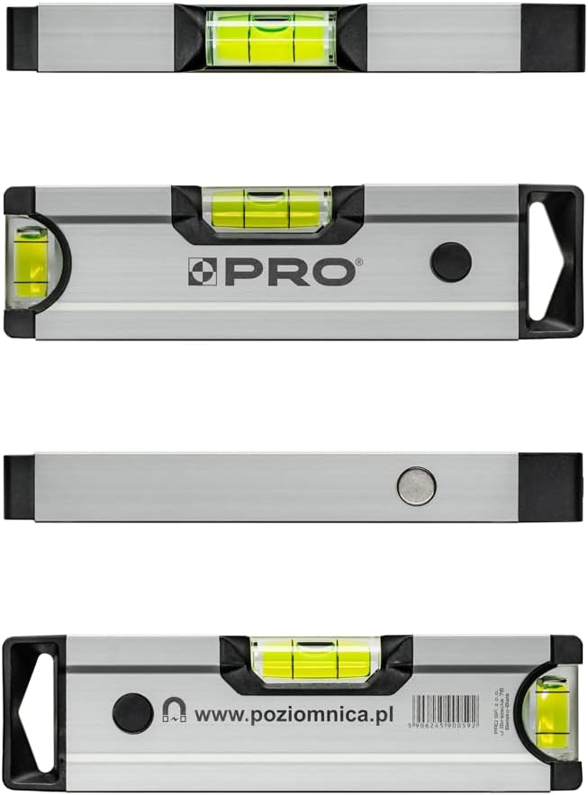 PRO600 Mini Wasserwaage mit magneten 17cm Eloxiert - Die Härte 9 auf der Mohs Skala - Ergonomischen
