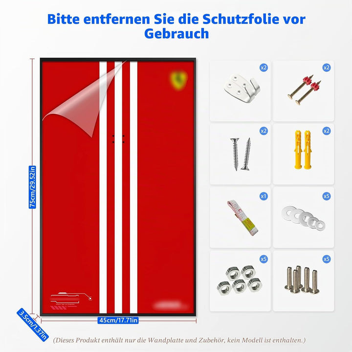 Display-Wand für Ferrari 488 GTE Rennwagen Modell 42125 Premium Wandmontierbar Für Lego Technic Form