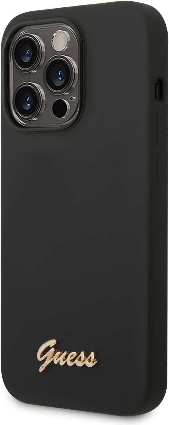 Guess GUHCP14XSLSMK hülle für iPhone 14 Pro Max 6,7" schwarz/Black Hard case Silicone Vintage Gold L