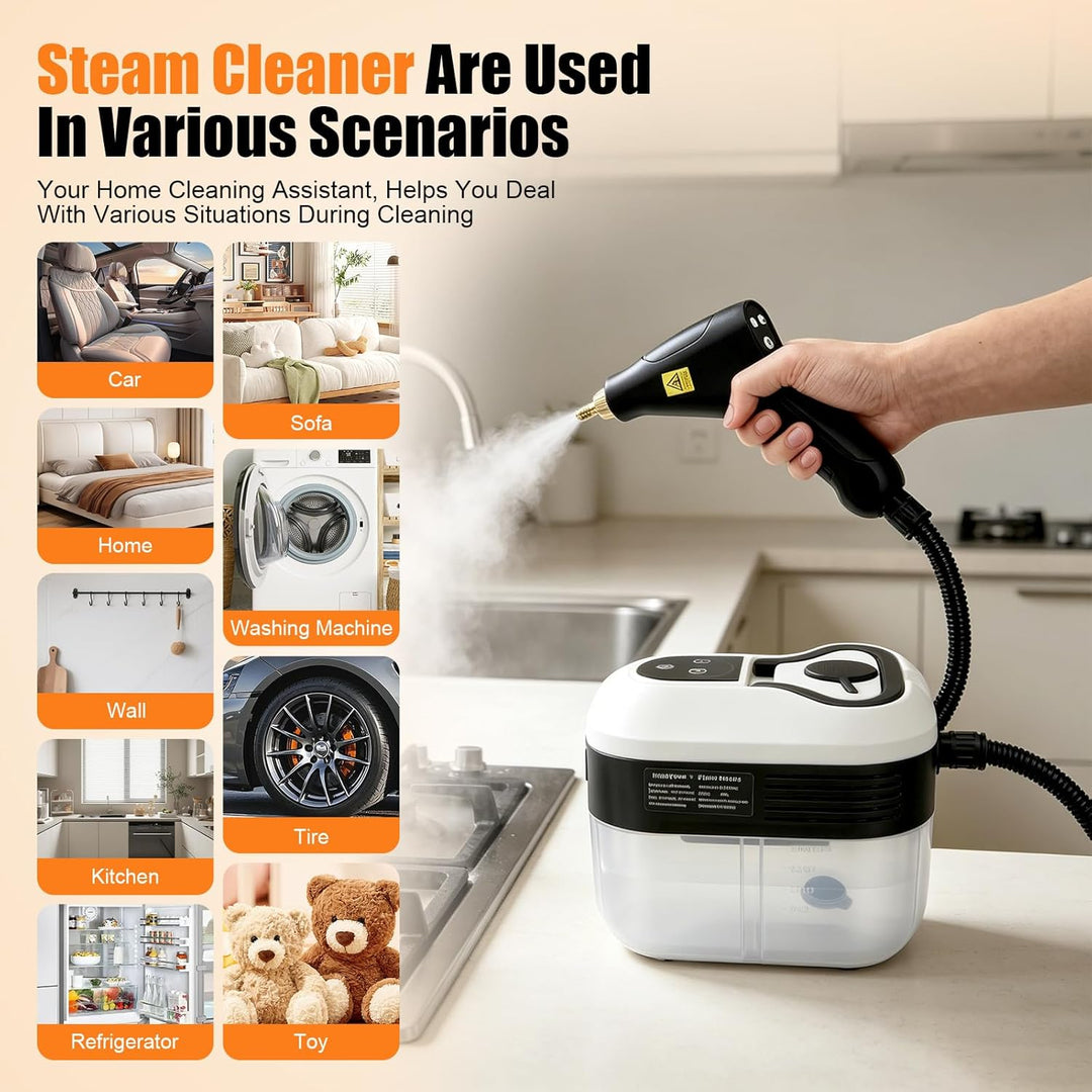 2500W Handheld-Dampfreiniger, 4,5 Bar Druck, 1500ml Wassertank, 6 verstellbare Dampfstufen, 15s Aufh