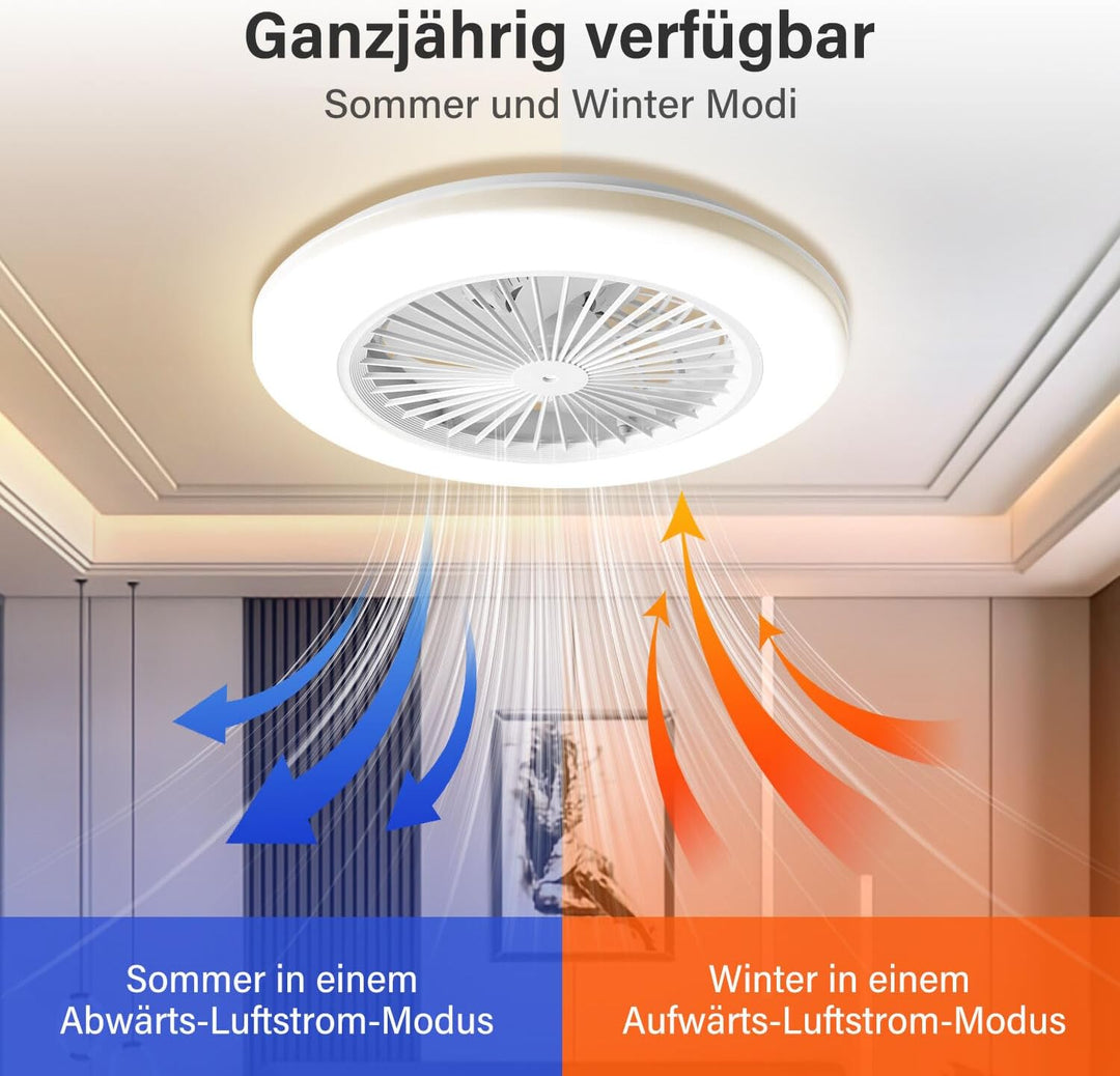 Deckenventilator Mit Beleuchtung, Smart RGB LED Fan Licht, φ50cm Deckenleuchte mit Ventilator, dimmb