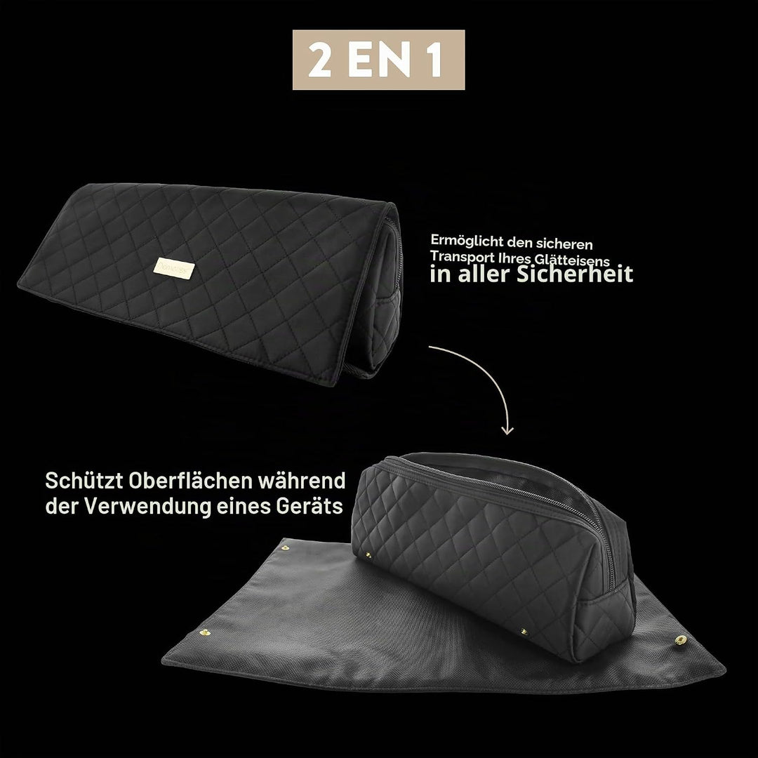 Demeliss Matte &amp; Etui für Glätteisen – Hitzebeständig 2-in-1 – Kompatibel mit Demeliss TITANIUM, ONE