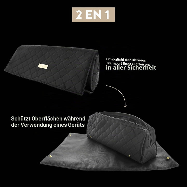 Demeliss Matte &amp; Etui für Glätteisen – Hitzebeständig 2-in-1 – Kompatibel mit Demeliss TITANIUM, ONE