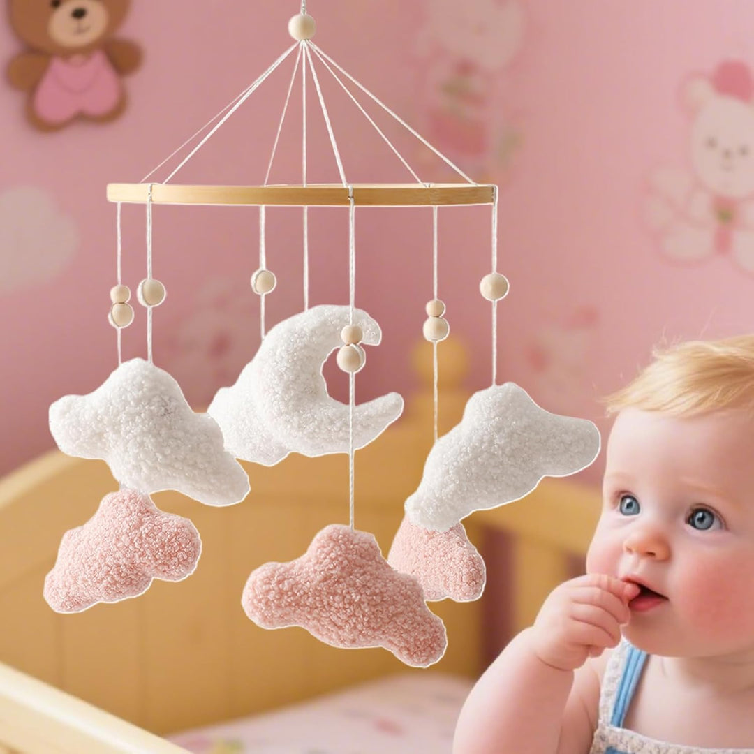Baby Mobile Für Stubenwagen, Bettglocken Mobile mit Wolkenförmigen Plüschanhängern, Niedliche Babyde