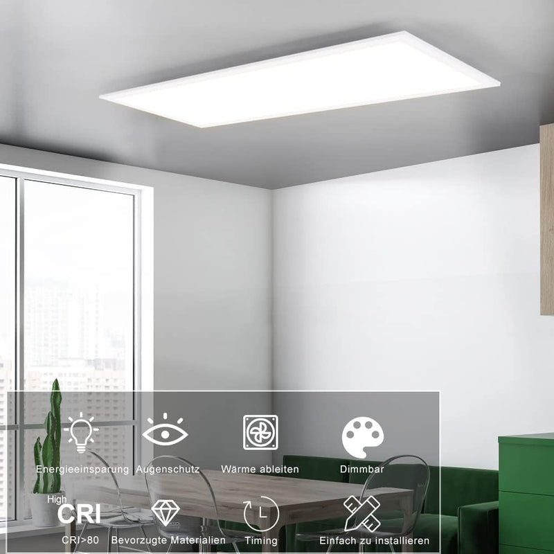 CBJKTX LED Deckenleuchte Dimmbar Panel - Flach Deckenlampe Wohnzimmer mit Fernbedienung 100x25CM Küc