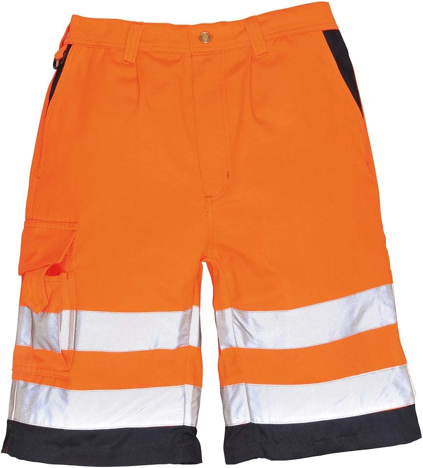 Portwest Warnschutz-Shorts aus Polyester-Baumwolle, Grösse: XL, Farbe: Orange/Marine, E043ONRXL