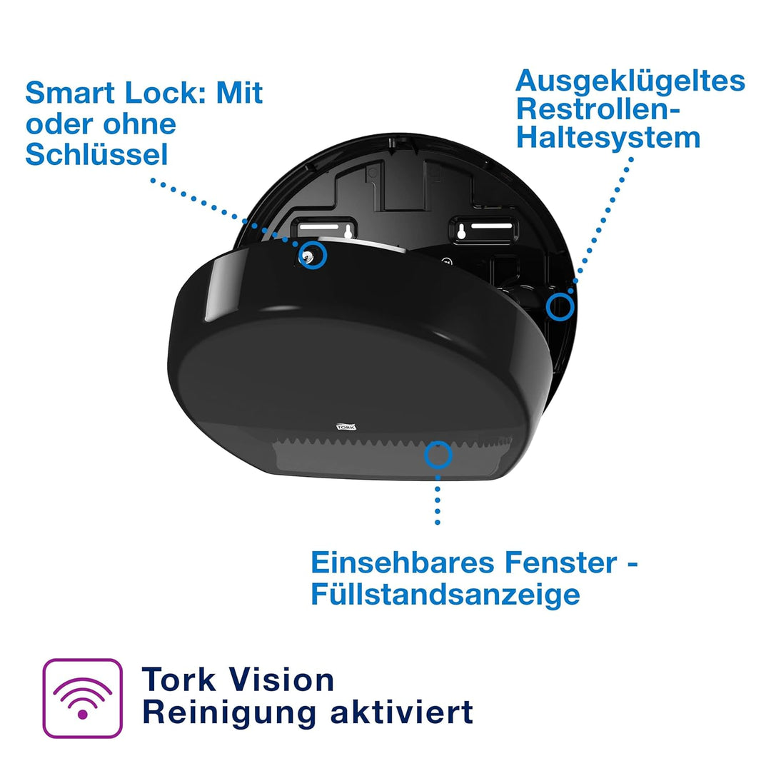 Tork 554008 Spender für Jumbo Toilettenpapier T1 / Tork Toilettenpapierspender mit extra hoher Kapaz