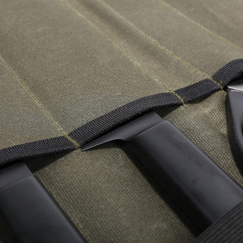 Denifiter Messerrolltasche mit robusten Tragegriff, strapazierfähiges gewachstes Segeltuch(Armeegrün