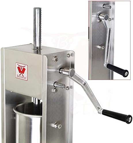 Beeketal 'BT010' Edelstahl Industrie Wurstfüllmaschine (10 L Volumen) SGS-geprüft, Profi Wurstfüller