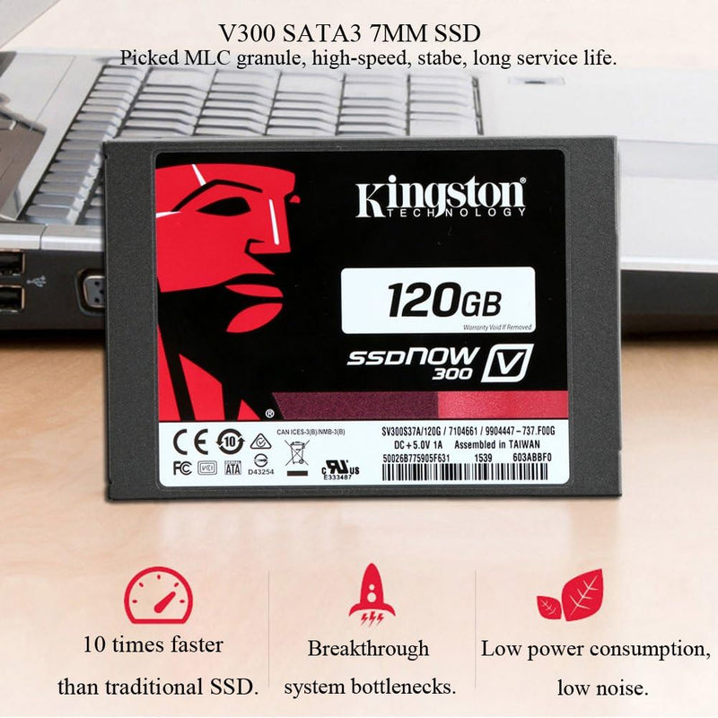 Kingston SV300S37A/120G SSDNow V300 interne SSD-Festplatte 120GB (6,4 cm (2,5 Zoll) SATA III) schwar