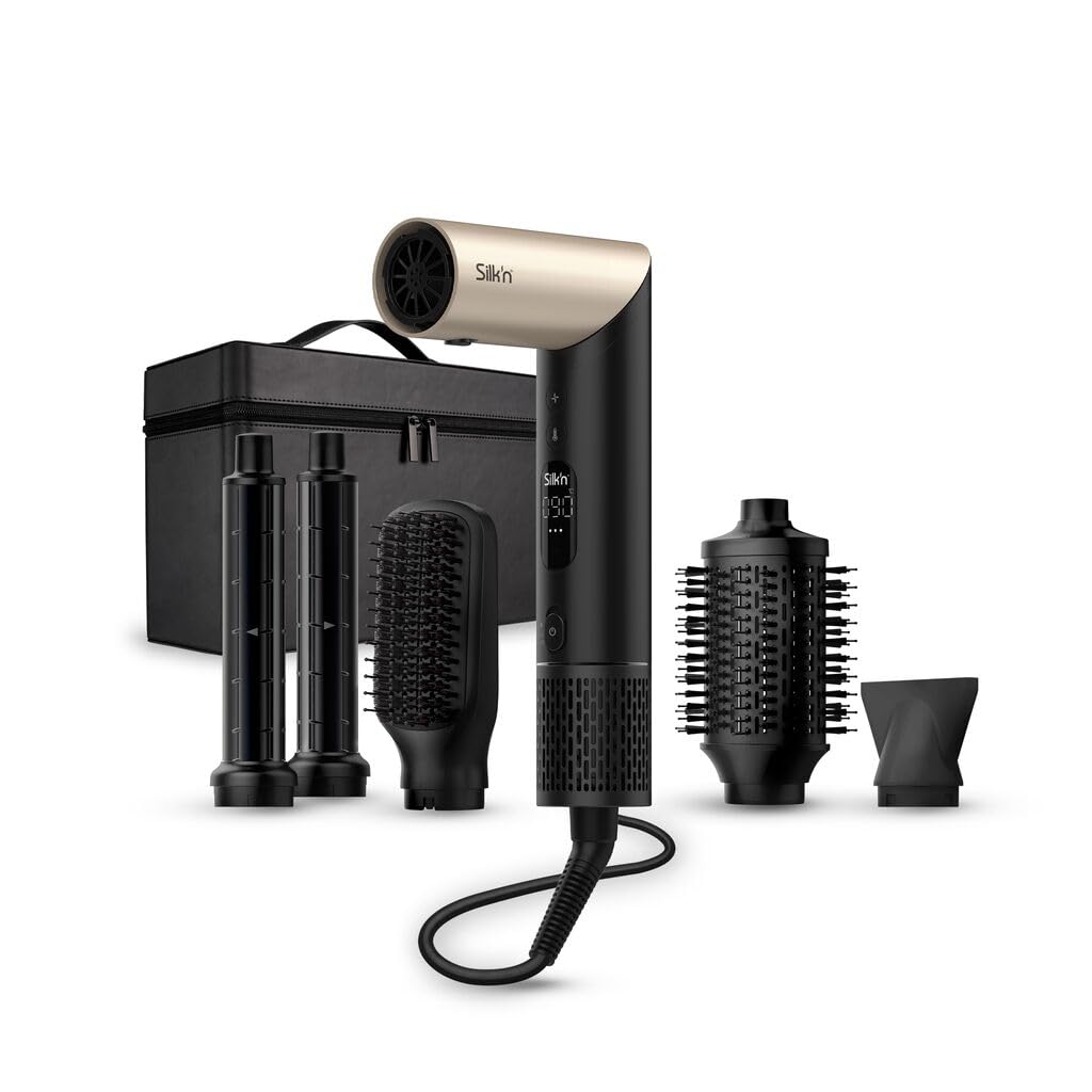 Silk'n Air Styler & Haartrockner I SilkyAir Flex I 5-in-1 Auto-Wrap-Lockenaufsatz, Paddle-Bürste, Ov