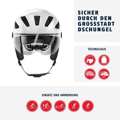 ABUS Stadthelm Pedelec 2.0 ACE - Fahrradhelm mit Rücklicht, Visier, Regenhaube, Ohrenschutz - für Da