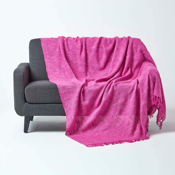 Homescapes extra grosse Tagesdecke Nirvana, pink, Wohndecke/Sofaüberwurf aus 100% Baumwolle, 225 x 3